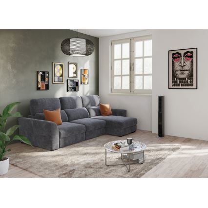 Universal corner folding three-seater sofa with a storage space TRENTO anthracite