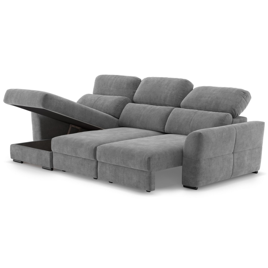 Universal corner folding three-seater sofa with a storage space TRENTO grey