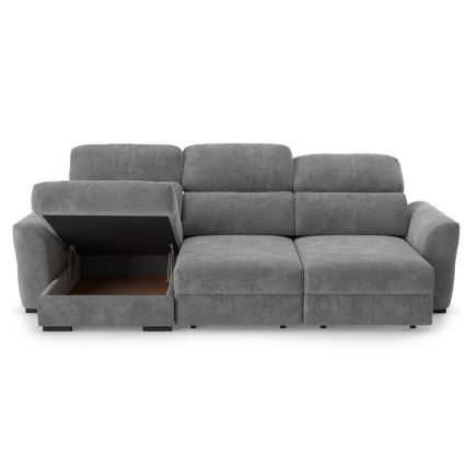 Universal corner folding three-seater sofa with a storage space TRENTO grey