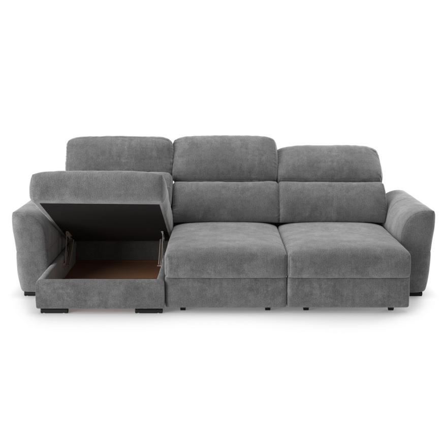 Universal corner folding three-seater sofa with a storage space TRENTO grey