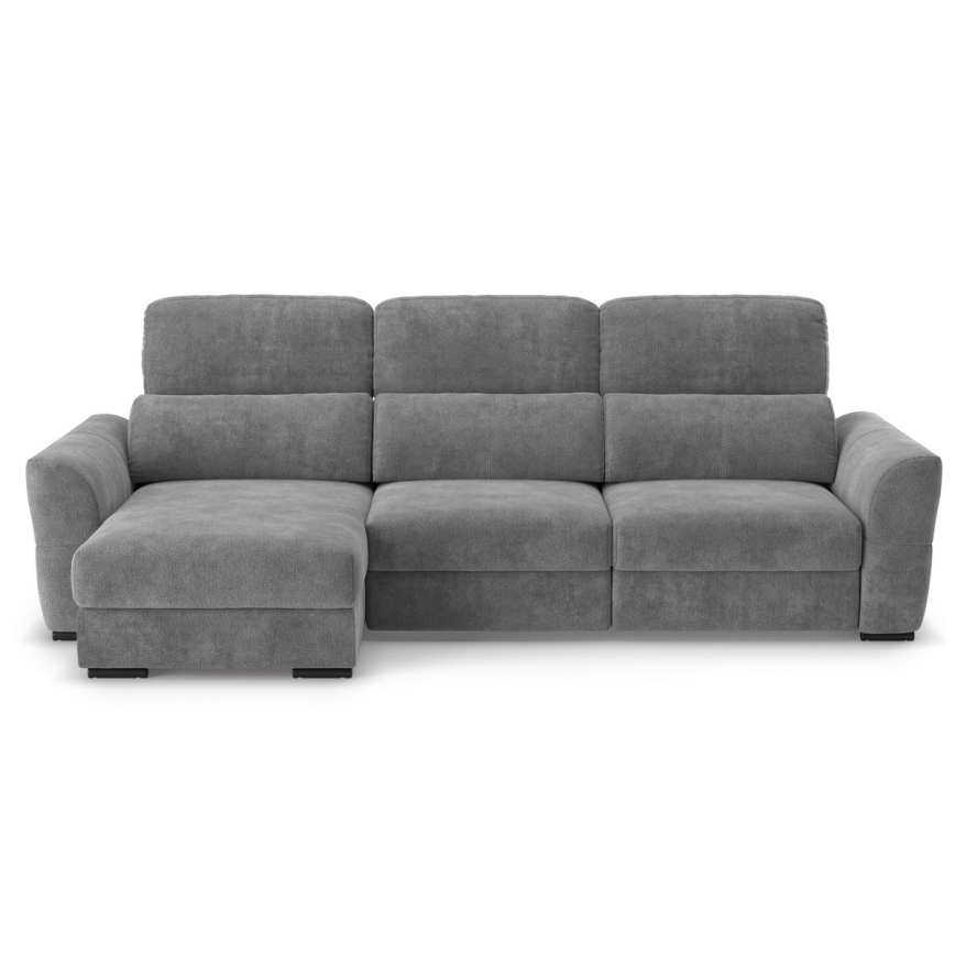 Universal corner folding three-seater sofa with a storage space TRENTO grey
