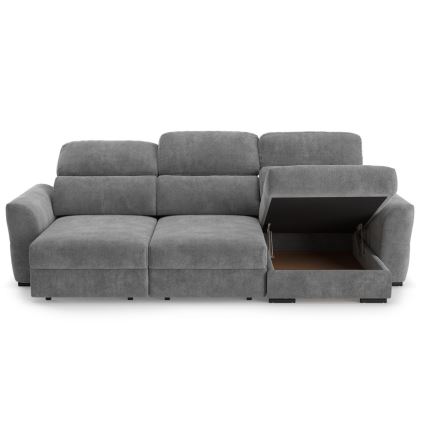 Universal corner folding three-seater sofa with a storage space TRENTO grey