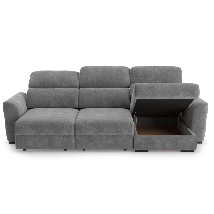 Universal corner folding three-seater sofa with a storage space TRENTO grey