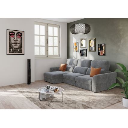 Universal corner folding three-seater sofa with a storage space TRENTO grey