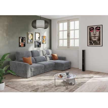 Universal corner folding three-seater sofa with a storage space TRENTO grey