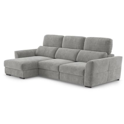 Universal corner folding three-seater sofa with a storage space TRENTO light grey