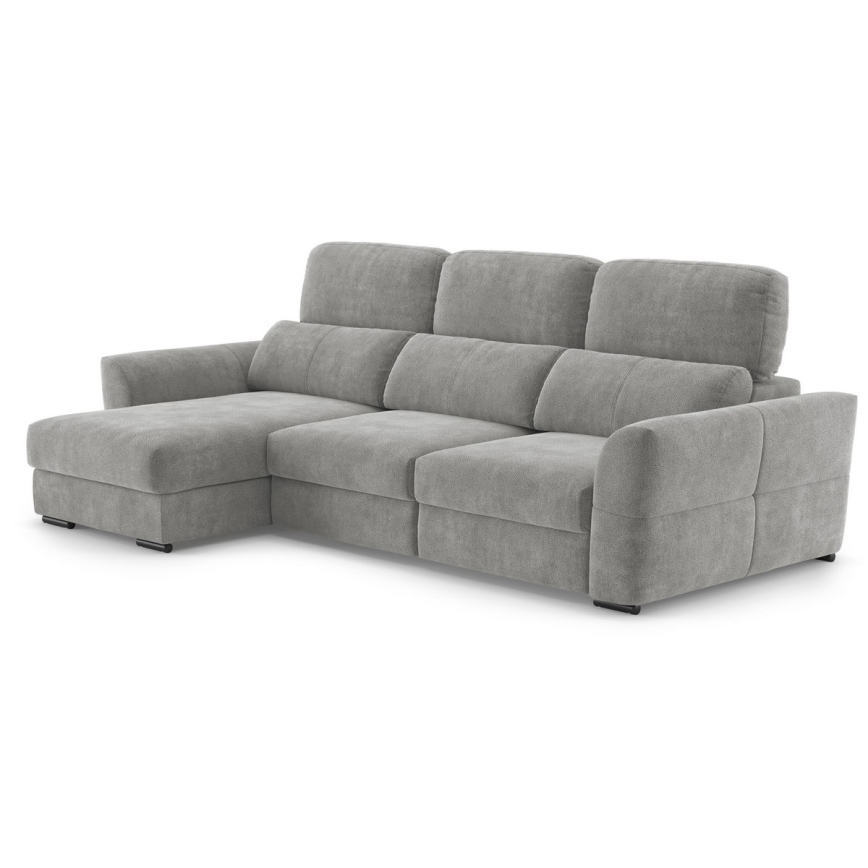 Universal corner folding three-seater sofa with a storage space TRENTO light grey