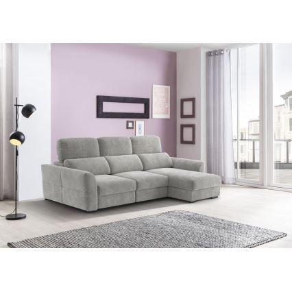 Universal corner folding three-seater sofa with a storage space TRENTO light grey