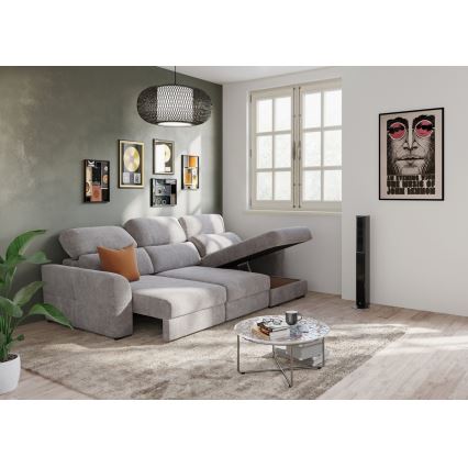 Universal corner folding three-seater sofa with a storage space TRENTO taupe