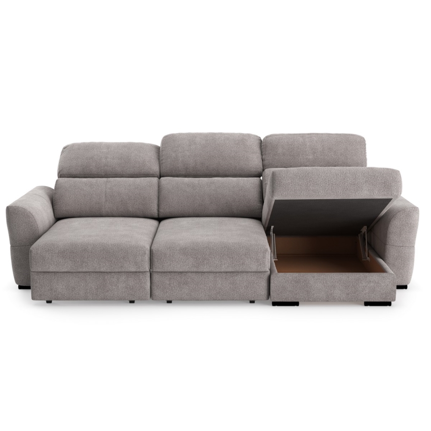 Universal corner folding three-seater sofa with a storage space TRENTO taupe