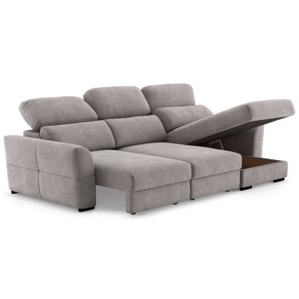 Universal corner folding three-seater sofa with a storage space TRENTO taupe