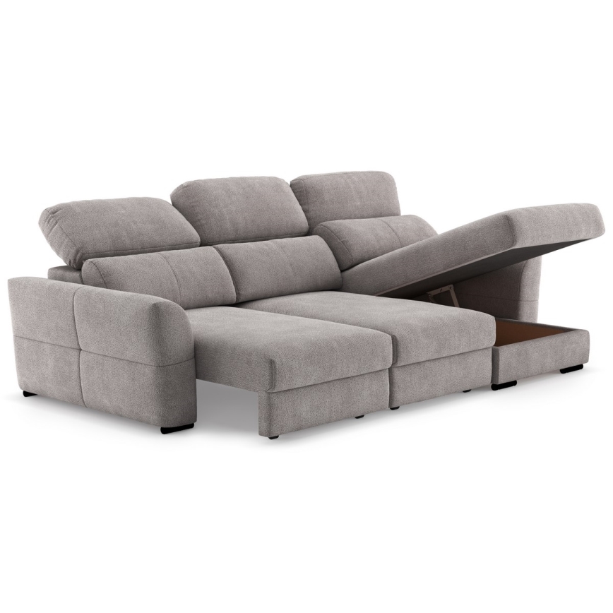 Universal corner folding three-seater sofa with a storage space TRENTO taupe