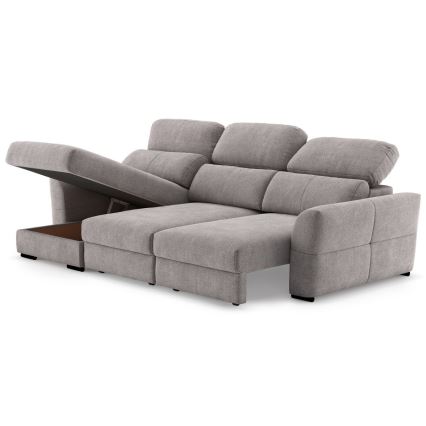 Universal corner folding three-seater sofa with a storage space TRENTO taupe