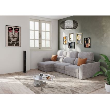 Universal corner folding three-seater sofa with a storage space TRENTO taupe