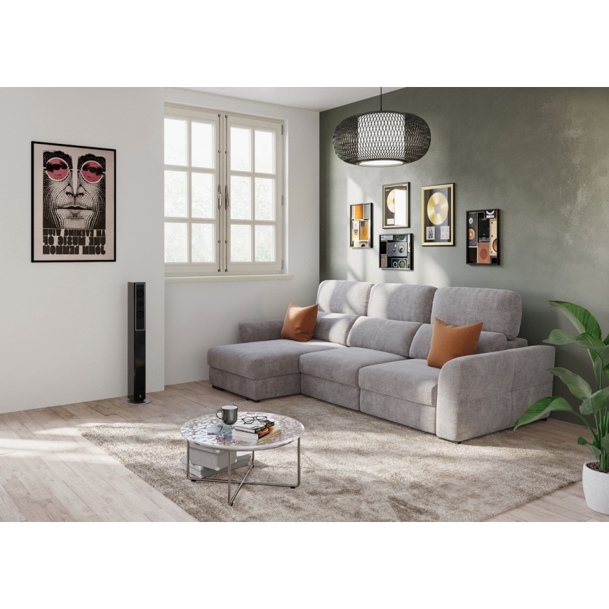 Universal corner folding three-seater sofa with a storage space TRENTO taupe