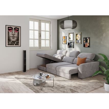 Universal corner folding three-seater sofa with a storage space TRENTO taupe