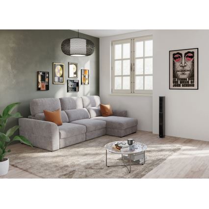 Universal corner folding three-seater sofa with a storage space TRENTO taupe
