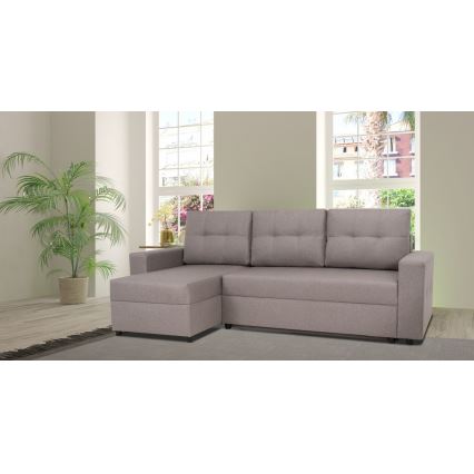 Universal corner lounge suite with sleeping function and storage space SEVILLA grey