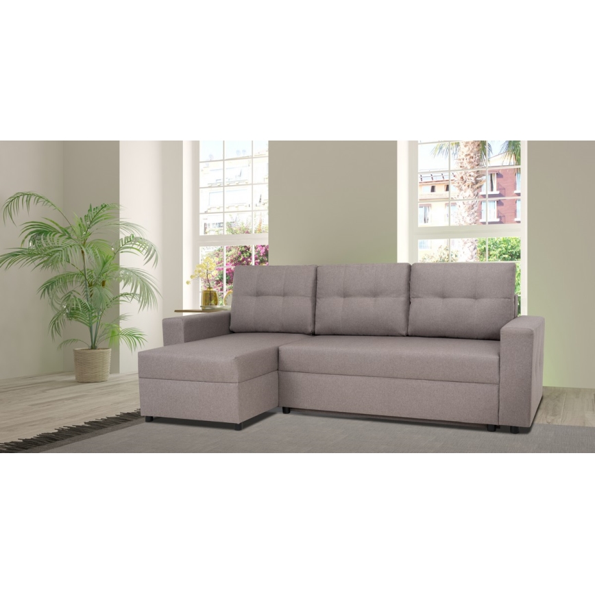 Universal corner lounge suite with sleeping function and storage space SEVILLA grey