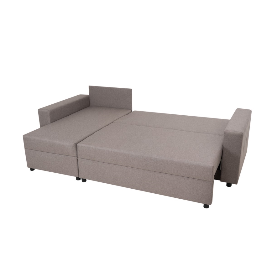 Universal corner lounge suite with sleeping function and storage space SEVILLA grey