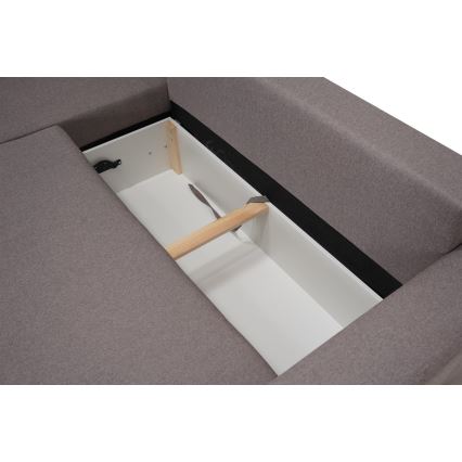 Universal corner lounge suite with sleeping function and storage space SEVILLA grey