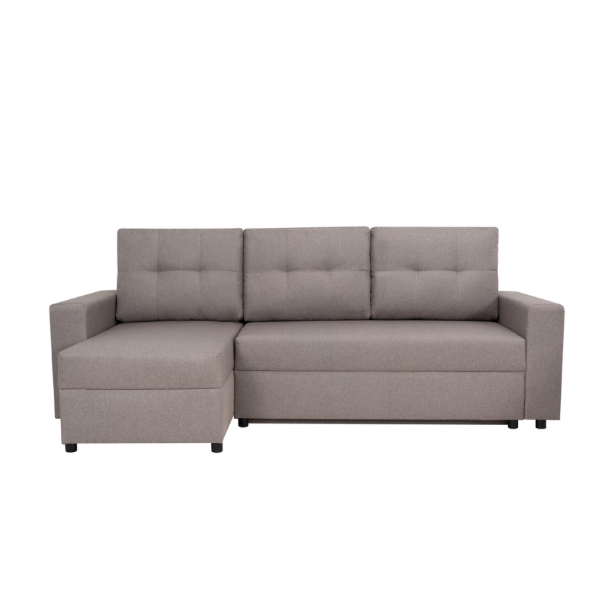 Universal corner lounge suite with sleeping function and storage space SEVILLA grey