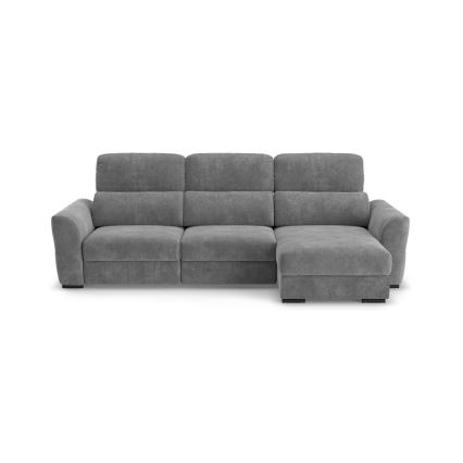Reversible corner 3-seater sofa bed with storage TRENTO, grey