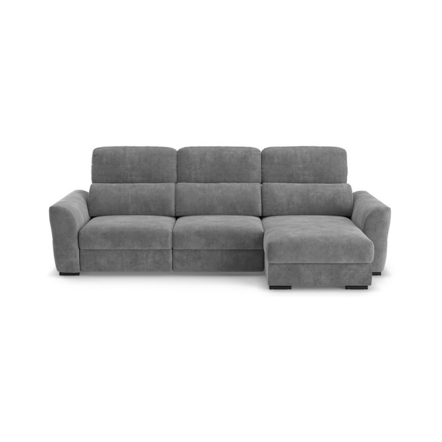 Reversible corner 3-seater sofa bed with storage TRENTO, grey