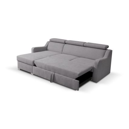 Universal folding corner lounge suite with a storage space PORTO grey