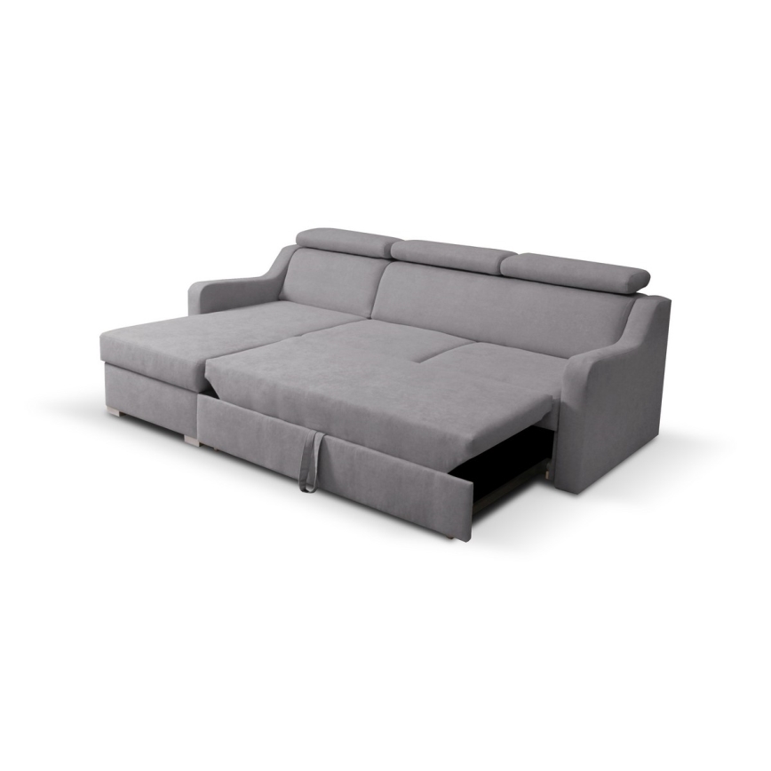 Universal folding corner lounge suite with a storage space PORTO grey