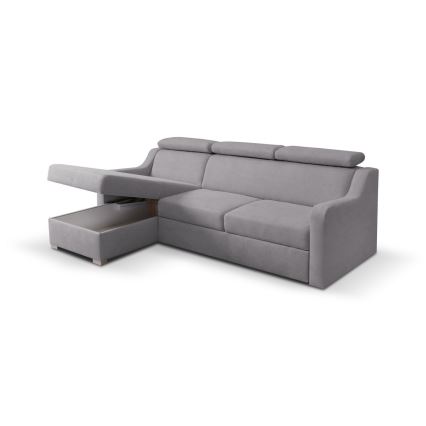 Universal folding corner lounge suite with a storage space PORTO grey