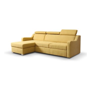 Universal folding corner lounge suite with a storage space PORTO yellow