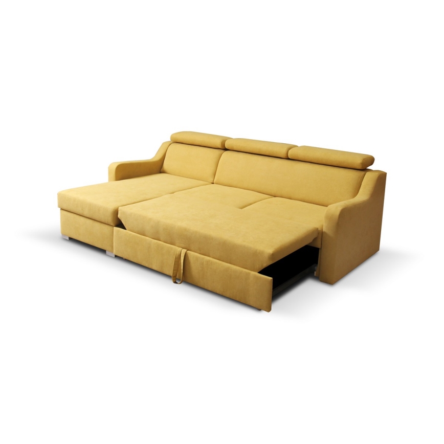 Universal folding corner lounge suite with a storage space PORTO yellow