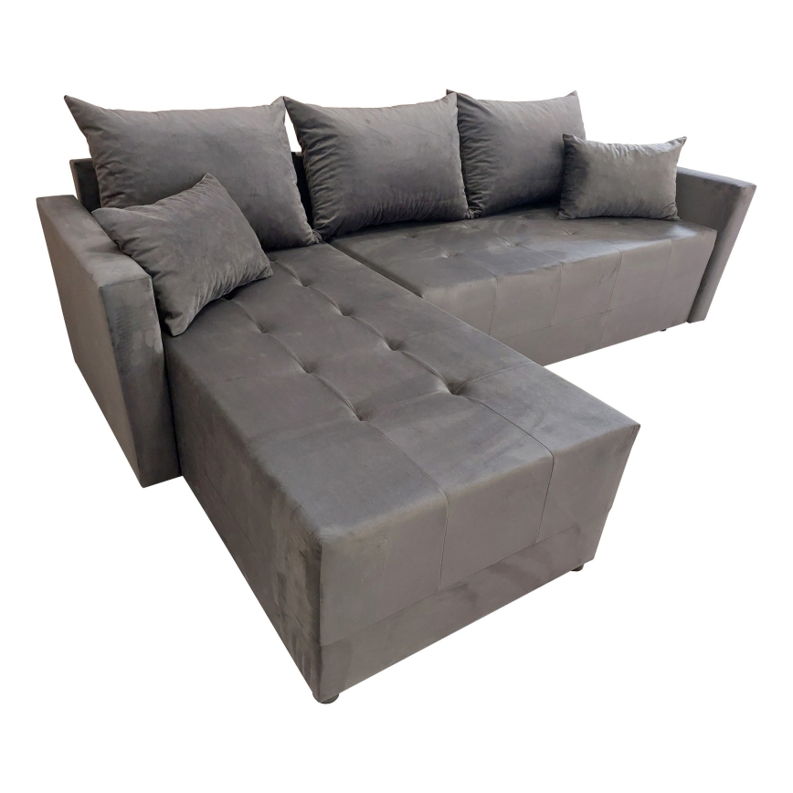 Universal L-shaped corner sofa bed DUBLIN, grey