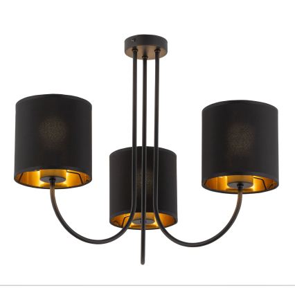 Universal replacement cylinder lampshade for E27, Ø 16 cm, black/gold