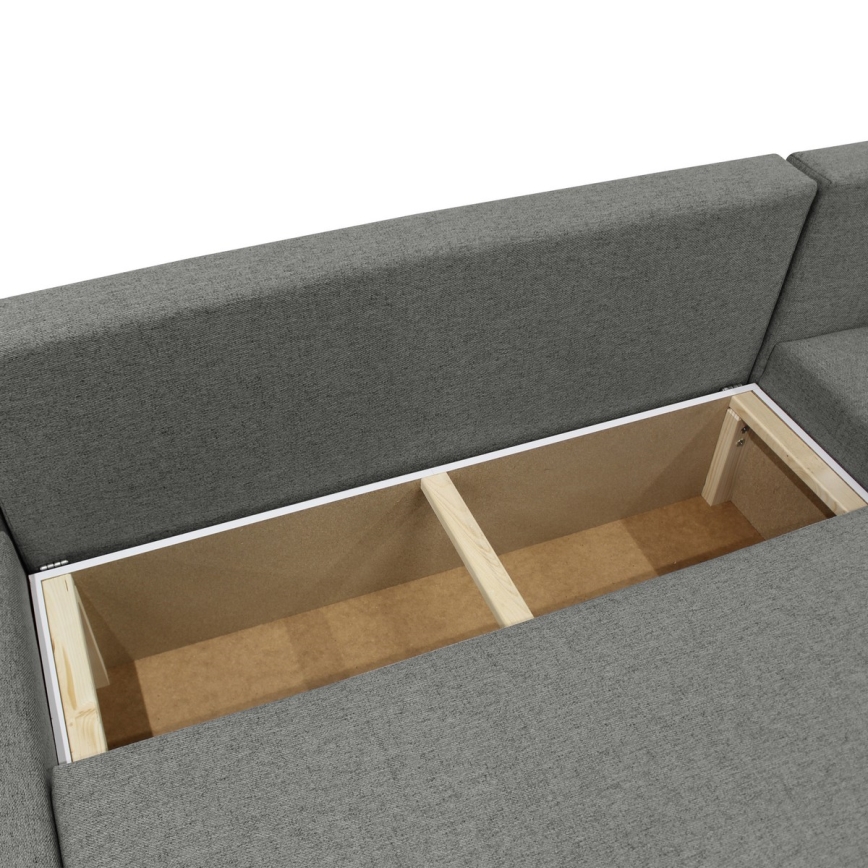 ALMEIDA Anthracite Reversible U-Shaped Corner Sectional with Pull-Out Bed and Storage