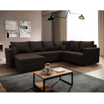 Universal U-shaped corner sofa bed with storage SEYA brown