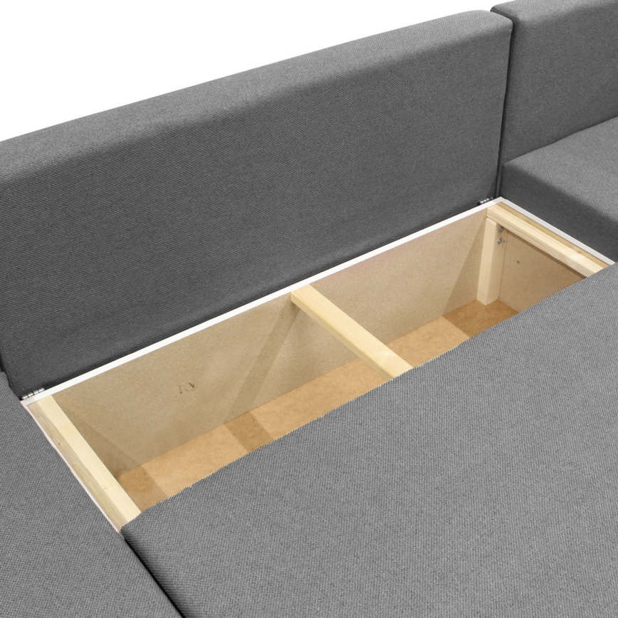 Universal U-shaped corner sofa bed with storage SEYA, Gray