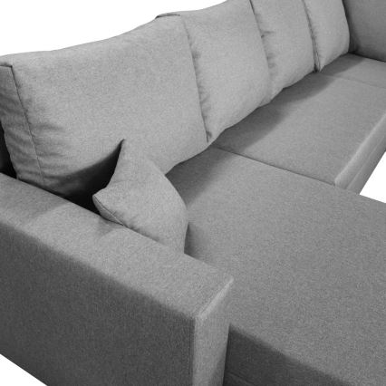 Universal U-shaped corner sofa bed with storage SEYA, Gray