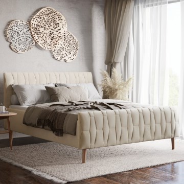 Upholstered bed (mattress not included) FLORA 180x200 cm beige