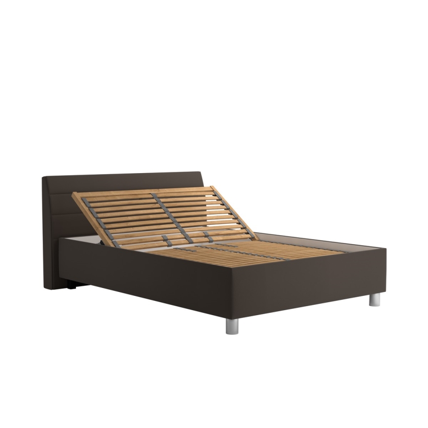 Upholstered bed with a storage space and mattress DALMA 140x200 cm grey/brown