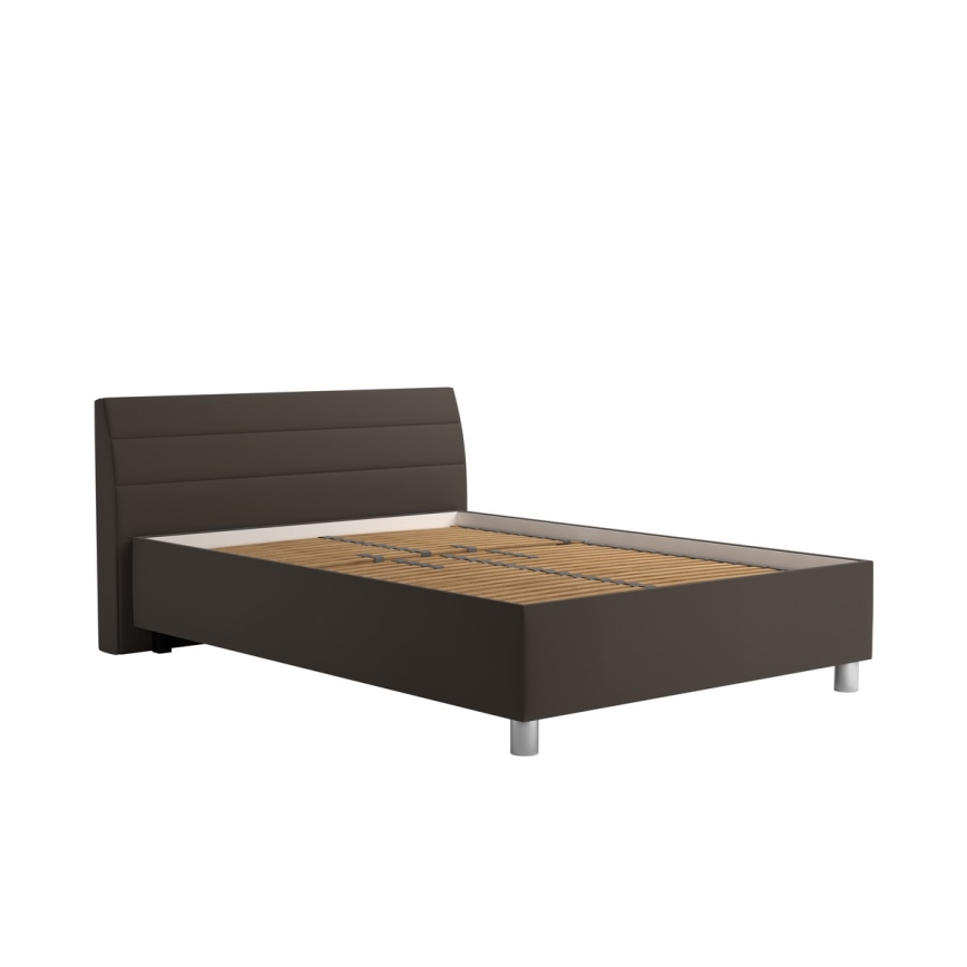 Upholstered bed with a storage space and mattress DALMA 140x200 cm grey/brown