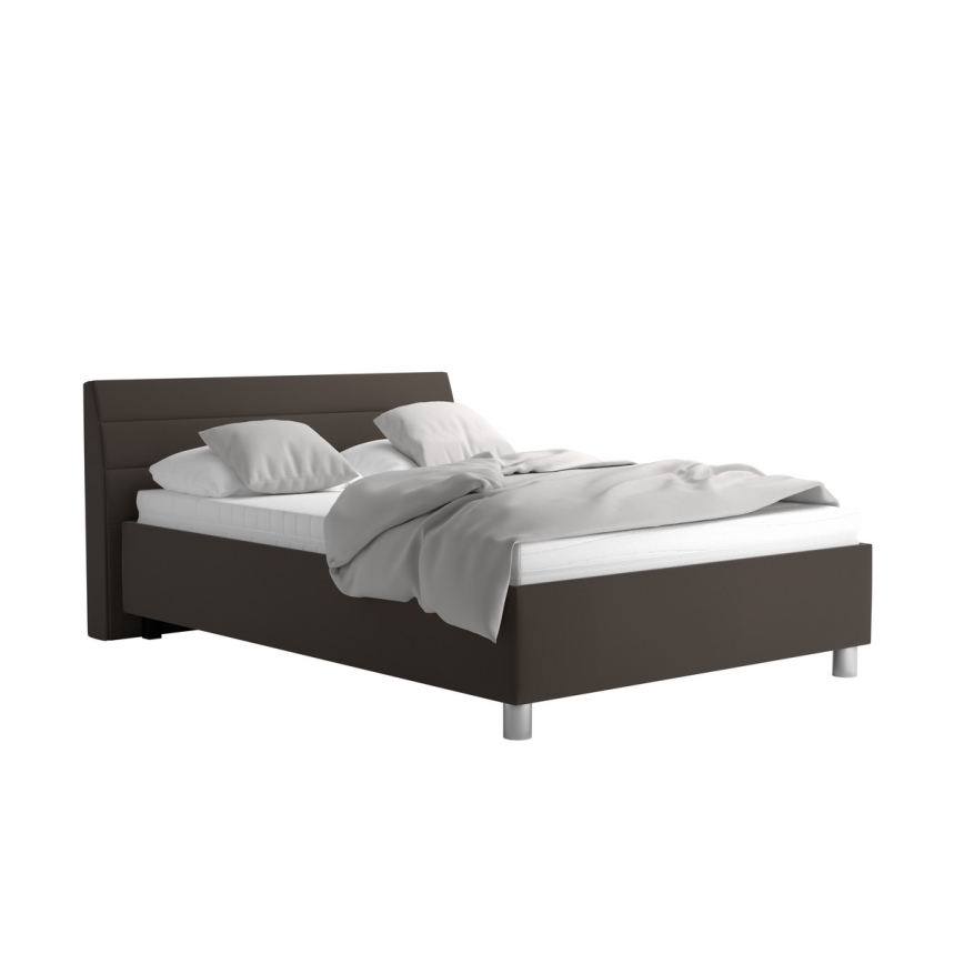 Upholstered bed with a storage space and mattress DALMA 140x200 cm grey/brown
