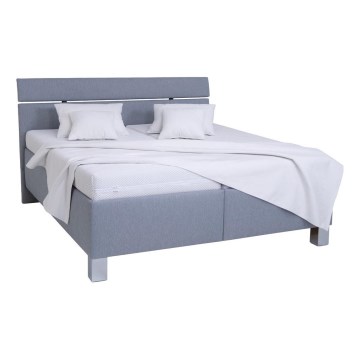 Upholstered bed with mattress and storage ALIS 180x200 cm light grey