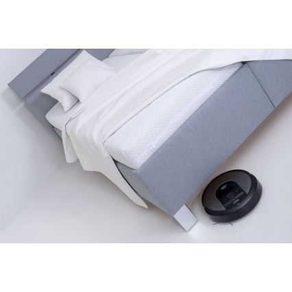 Upholstered bed with mattress and storage ALIS 180x200 cm light grey