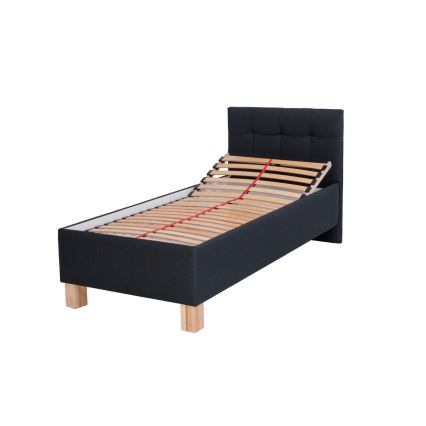 Upholstered bed with mattress and storage compartment MARIA ONE 90x200 cm anthracite