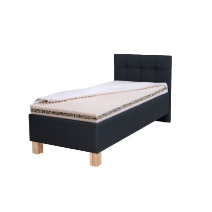 Upholstered bed with mattress and storage compartment MARIA ONE 90x200 cm anthracite