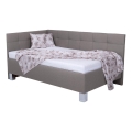 Upholstered bed with mattress and storage MARIA PETITE 120 x 200 cm taupe