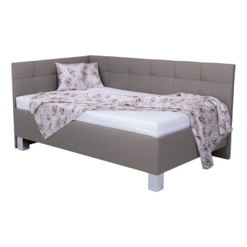Upholstered bed with mattress and storage MARIA PETITE 120 x 200 cm taupe