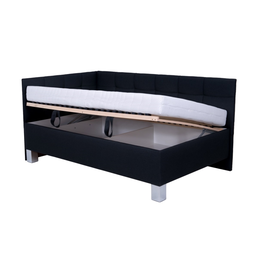 Upholstered bed with mattress and storage MARIA PETITE 120x200 cm anthracite